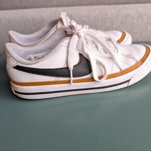 Nike Kids Shoes White and Black with Gold Accents